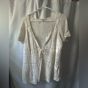 Jones New York White Crochet Top